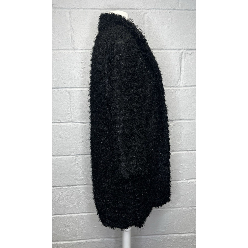 Donna Salyers Black Open Front Jacket Medium Shag‎  Metallic Silver Whimsigoth - Picture 5 of 11
